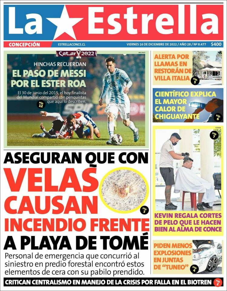 Portada de La Estrella de Concepción (Chile)