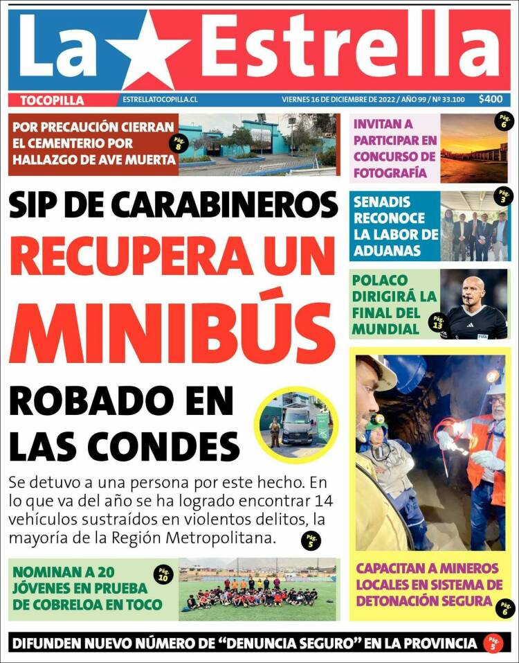 Portada de La Estrella de Tocopilla (Chile)