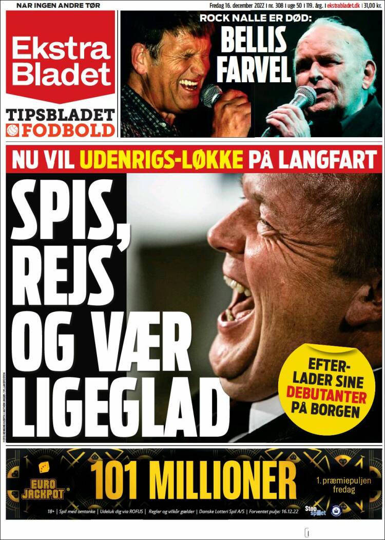 Portada de Ekstra Bladet (Dinamarca)