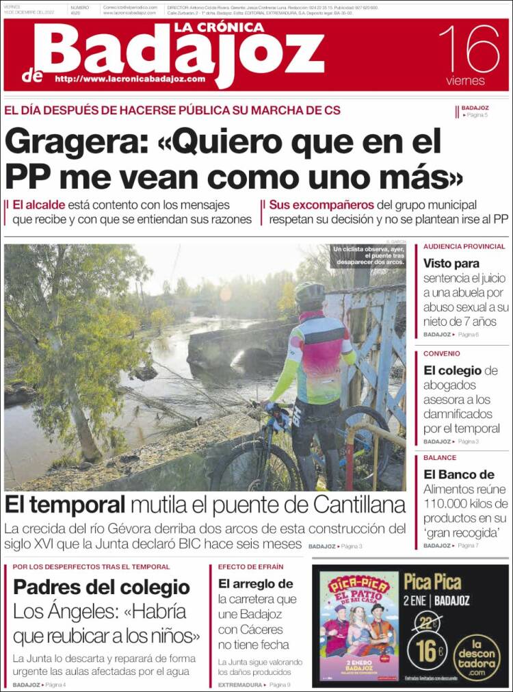Portada de La Crónica de Badajoz (Espa&ntilde;a)