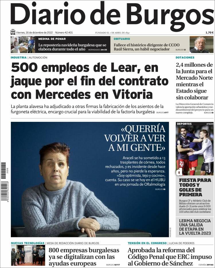 Portada de Diario de Burgos (Espa&ntilde;a)