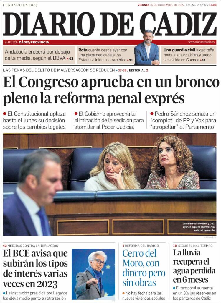 Portada de Diario de Cádiz (Espa&ntilde;a)