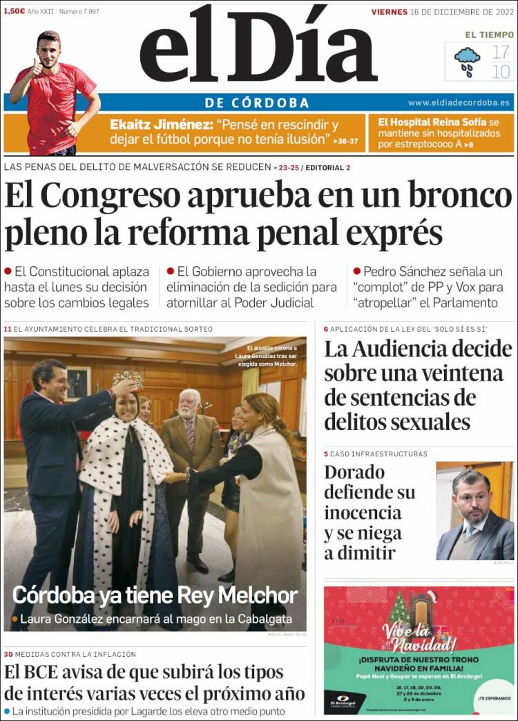 Portada de El Día de Córdoba (Espa&ntilde;a)