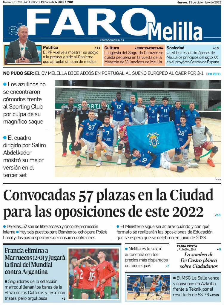 Portada de El Faro de Melilla (Espa&ntilde;a)