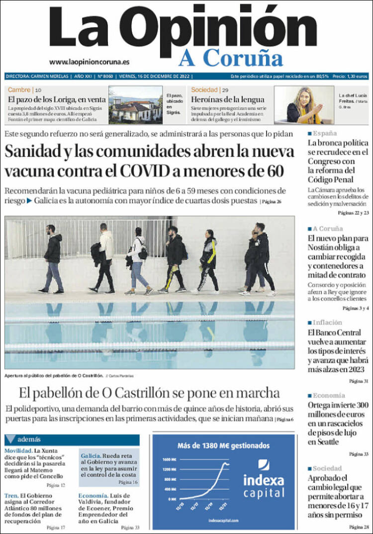 Portada de La Opinión de A Coruña (Espa&ntilde;a)