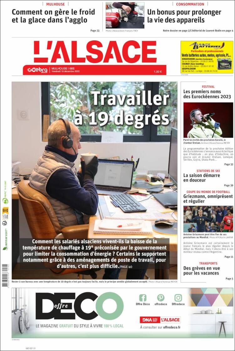 Portada de Journal L'Alsace (France)