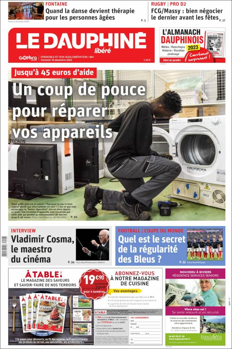 Portada de Le Dauphiné Libéré (France)