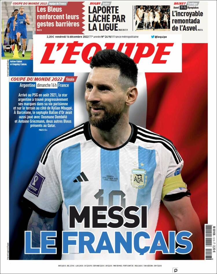 Portada de L'Equipe (France)