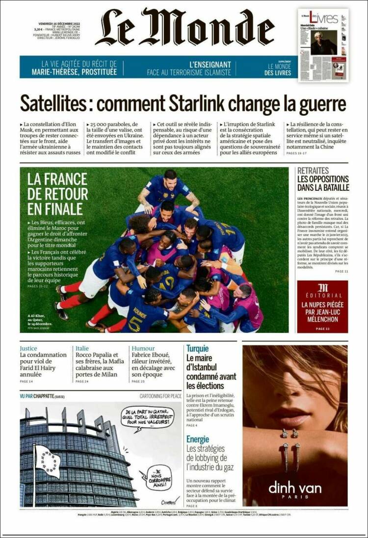 Portada de Le Monde (France)