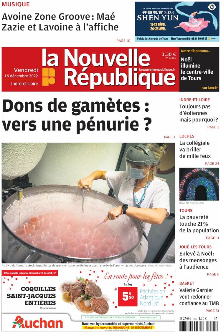 Portada de La Nouvelle Republique (France)