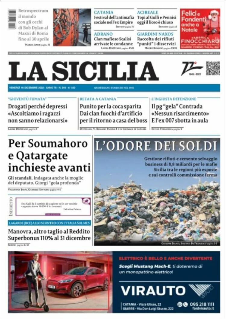 Portada de La Sicilia (Italia)