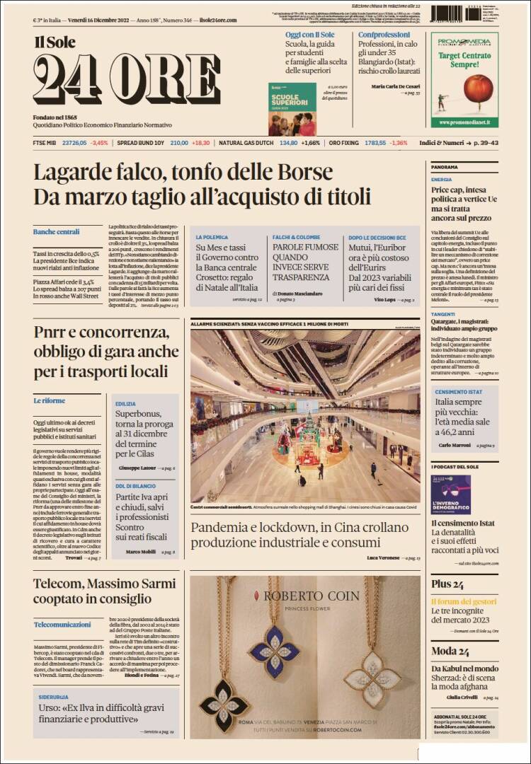 Portada de Il Sole 24 ORE (Italia)