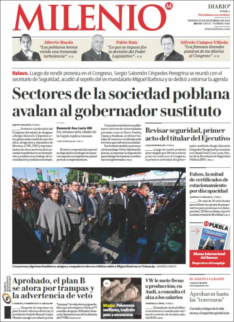 Portada de Milenio de Puebla (México)