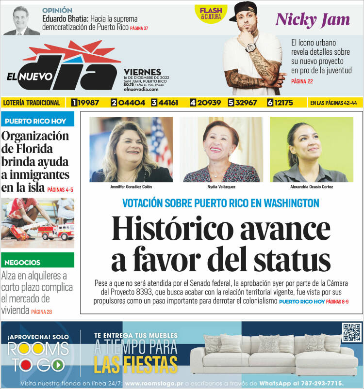 Portada de El Nuevo Día (Puerto Rico)