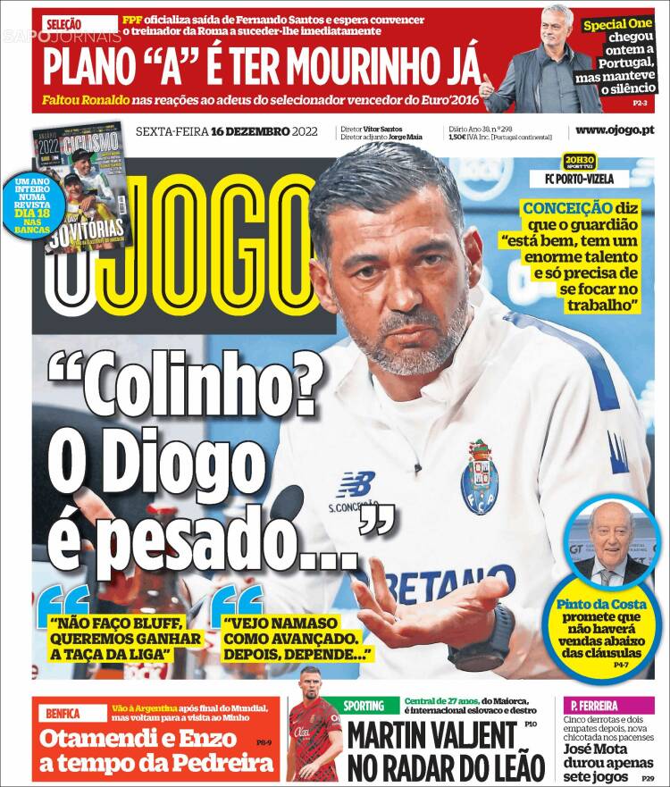 Portada de O Jogo (Portugal)