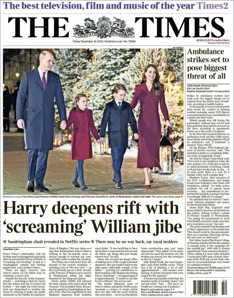 Portada de The Times (United Kingdom)