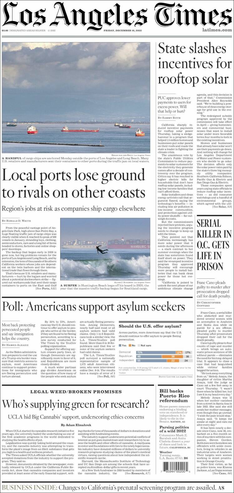 Portada de Los Angeles Times (USA)