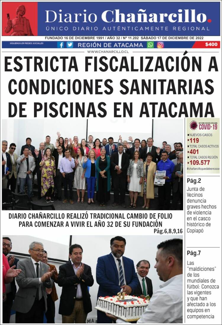 Portada de Diario Chañarcillo (Chile)