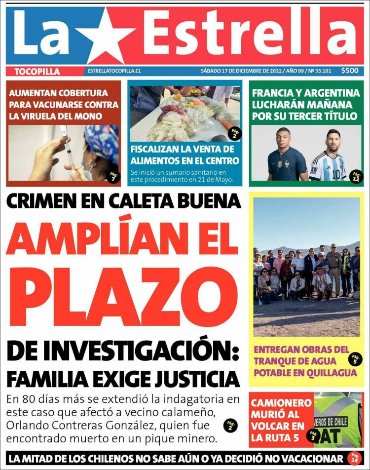 Portada de La Estrella de Tocopilla (Chile)