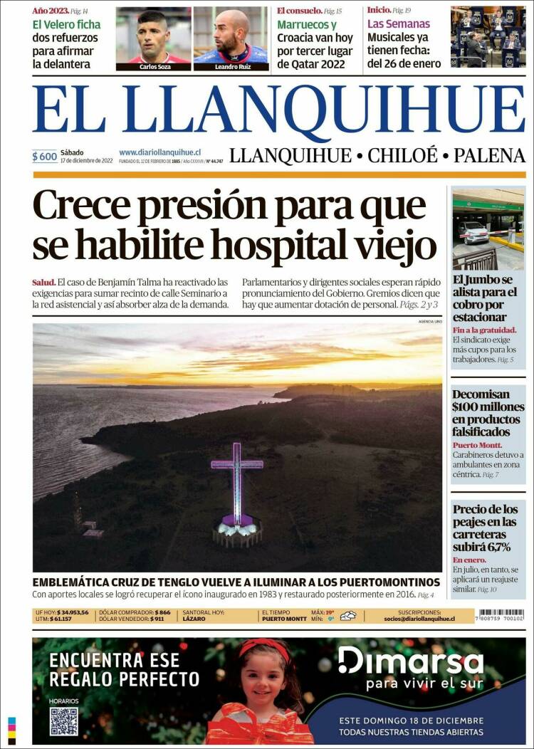 Portada de El Llanquihue (Chile)