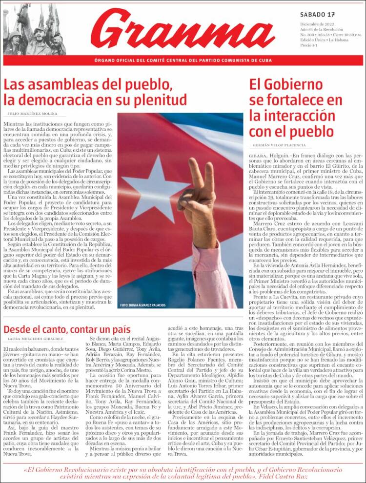 Portada de Granma (Cuba)