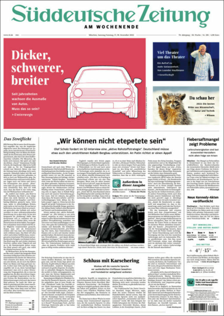 Portada de Sueddeutsche (Alemania)