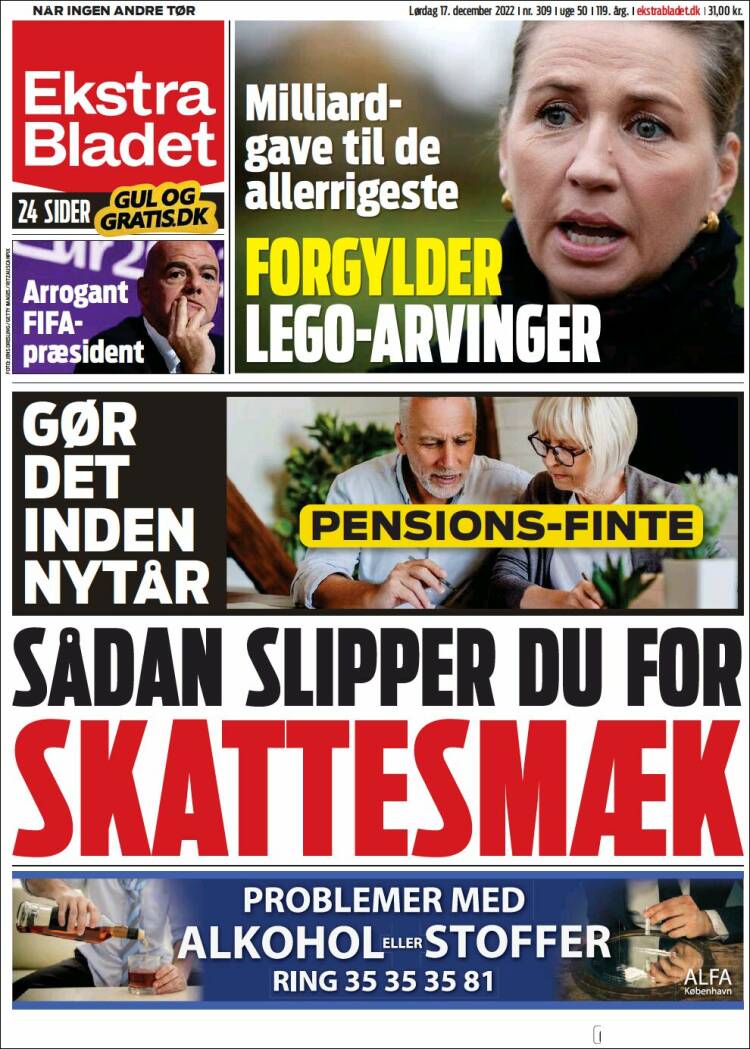 Newspaper Ekstra Bladet (Denmark). Newspapers In Denmark. Saturday's ...