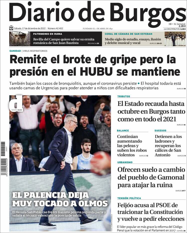 Portada de Diario de Burgos (España)