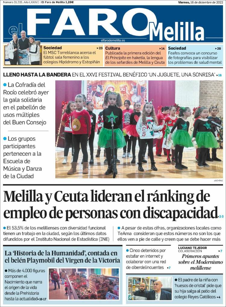 Portada de El Faro de Melilla (España)