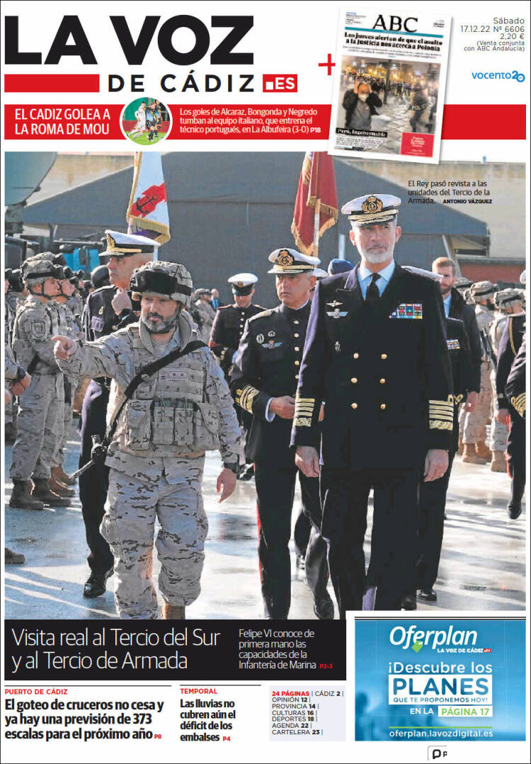 Portada de La Voz de Cádiz (España)