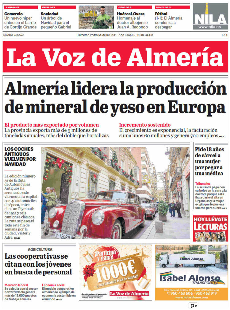 Portada de La Voz de Almería (España)