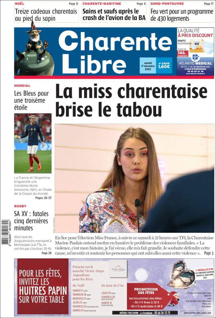 Portada de Charente Libre (Francia)