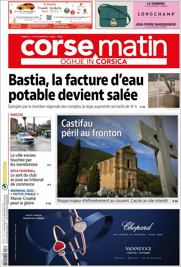 Portada de Corse-Matin (Francia)