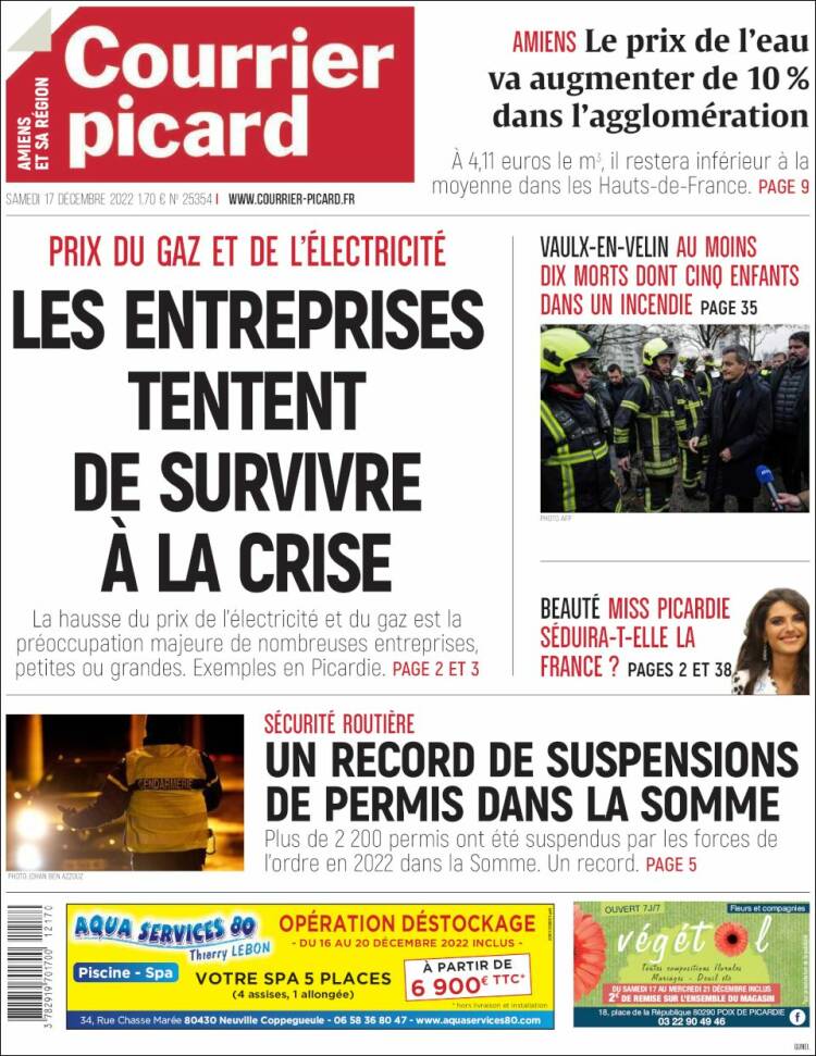 Portada de Courrier Picard (Francia)