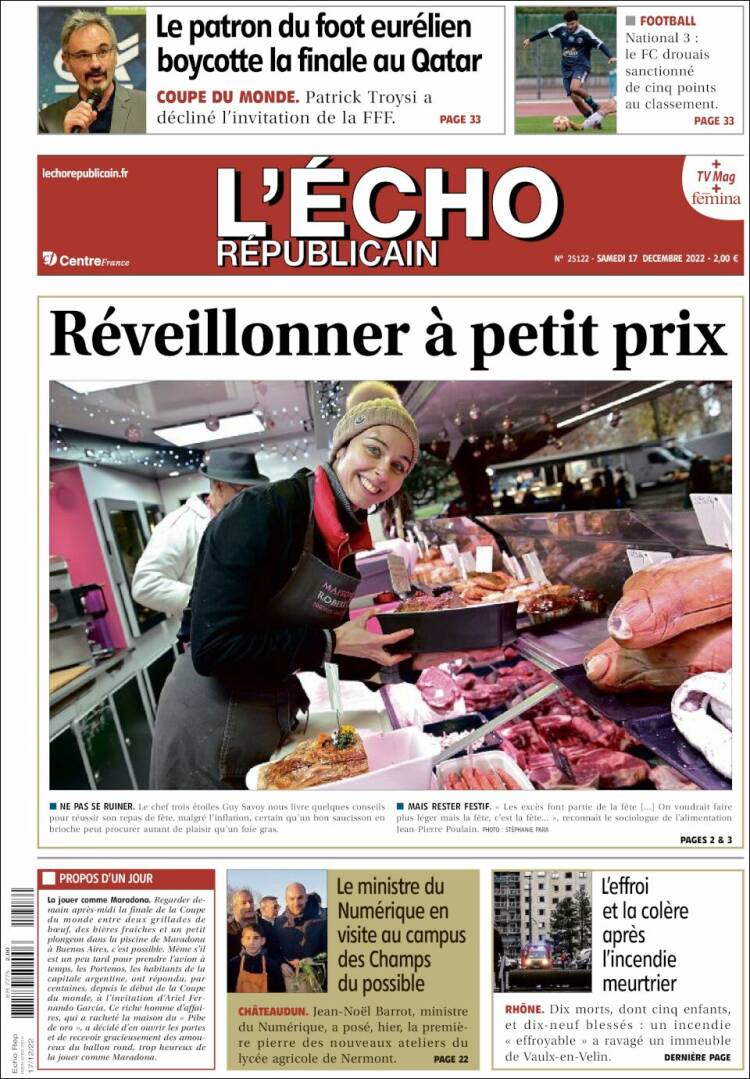 Portada de L'Echo Républicain (Francia)