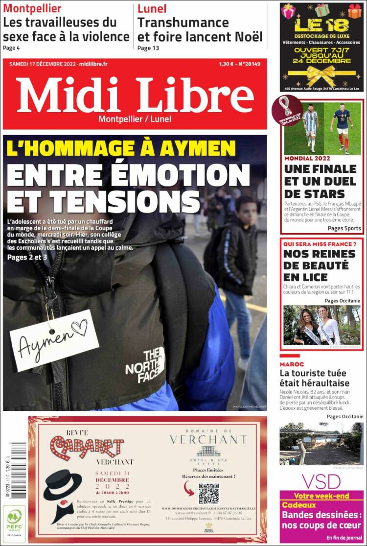 Portada de Midi Libre (Francia)