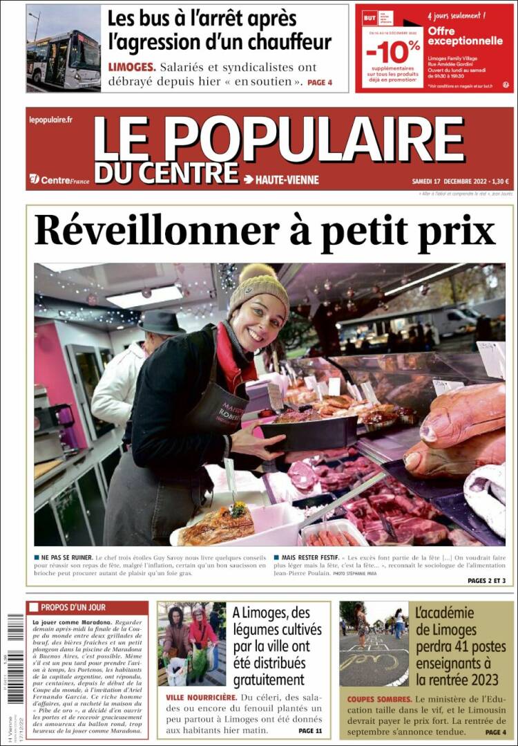 Portada de Le Populaire du Centre (Francia)