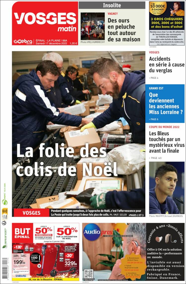 Portada de Vosges Matin (Francia)