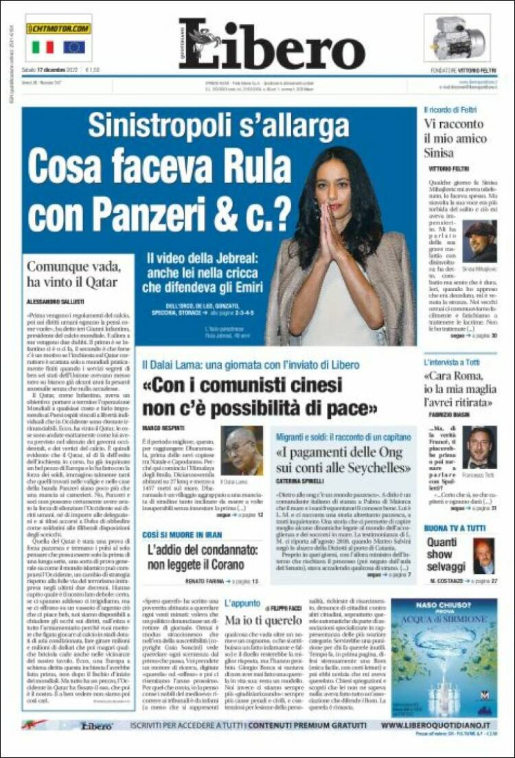 Portada de Libero (Italia)