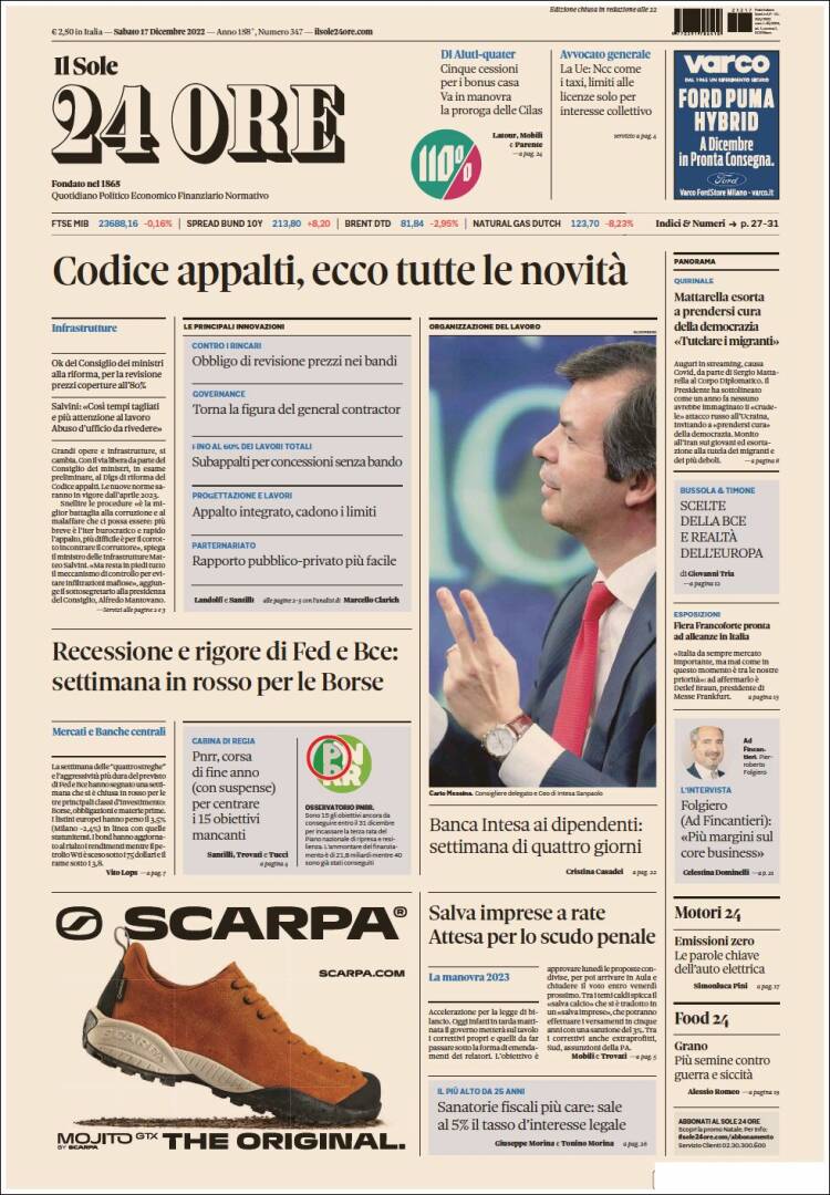 Portada de Il Sole 24 ORE (Italia)