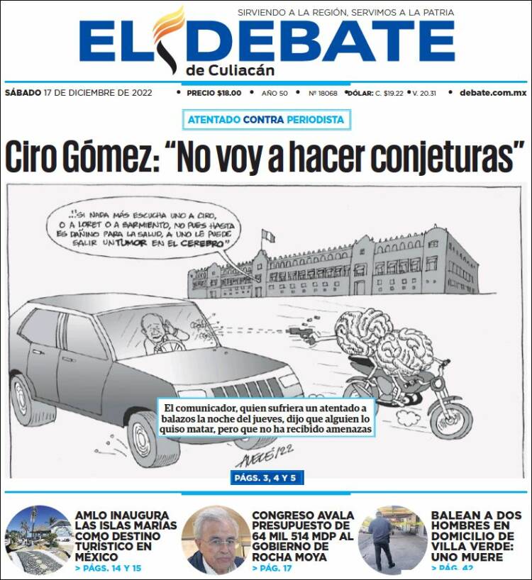 Portada de El Debate de Culiacán (M&eacute;xico)