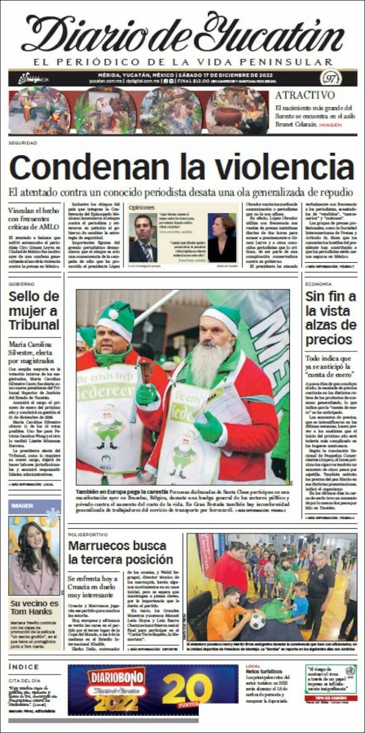 Portada de Diario de Yucatán (M&eacute;xico)