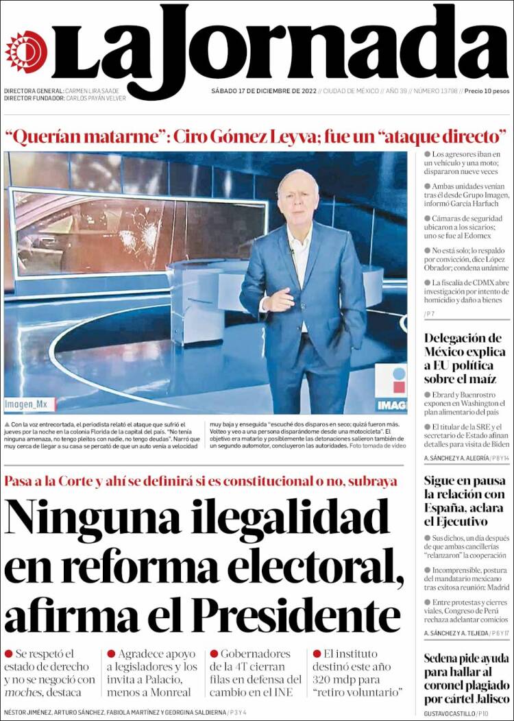 Portada de La Jornada (M&eacute;xico)