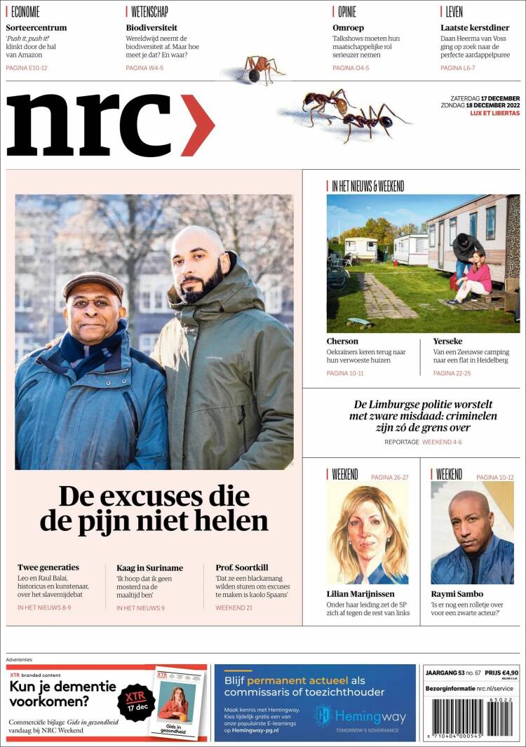 Portada de NRC Handelsblad (Pa&iacute;ses Bajos)