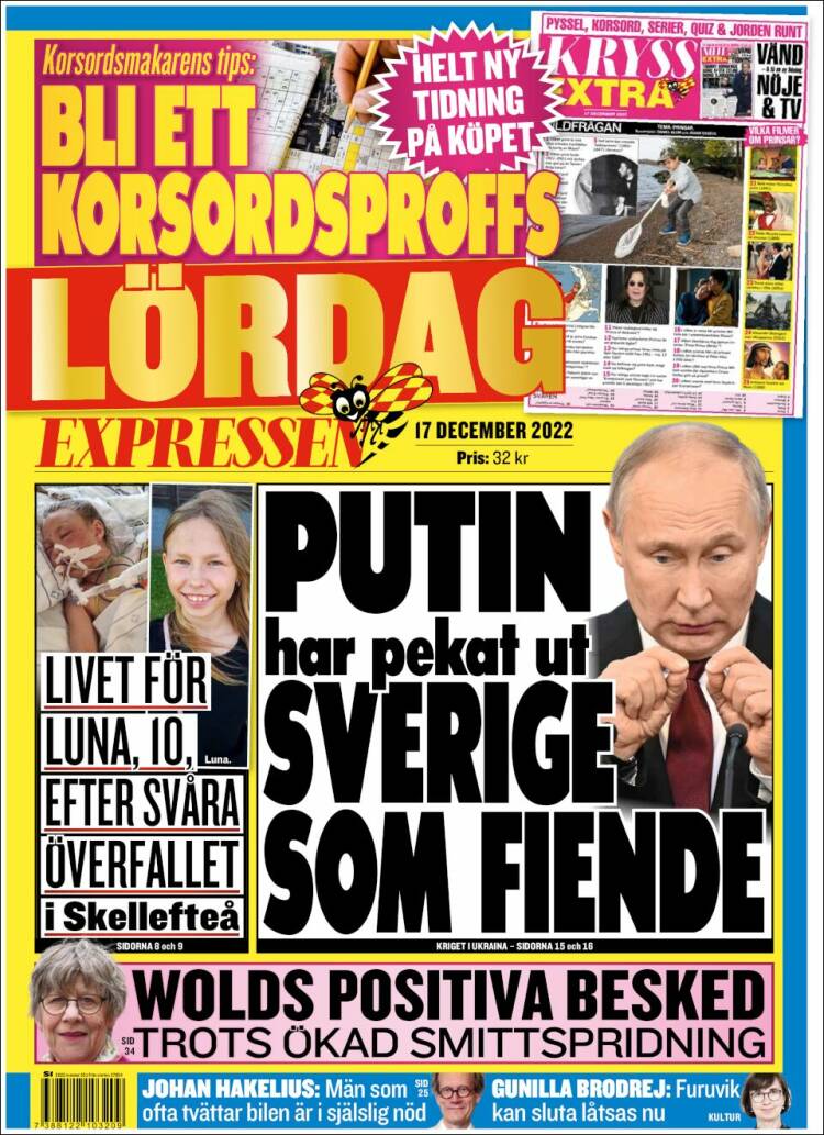 Portada de Expressen (Suecia)