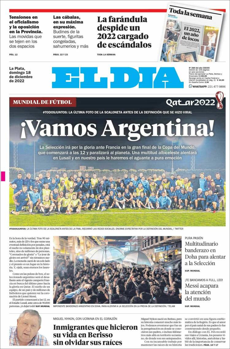 Portada de El Día de la Plata (Argentina)