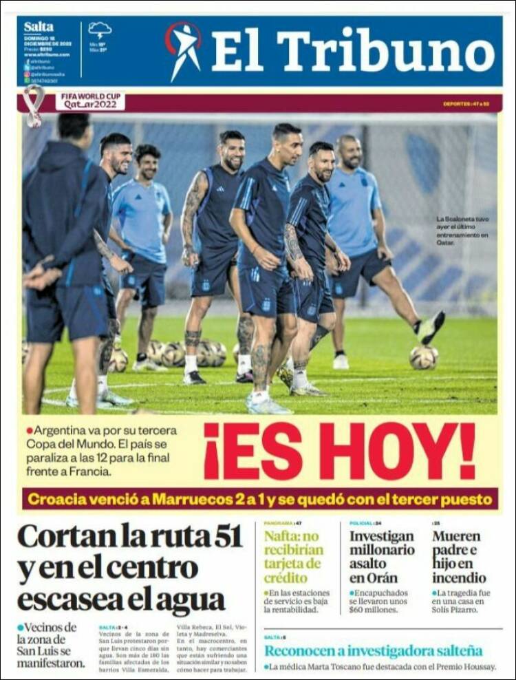 Portada de El Tribuno - Salta (Argentina)
