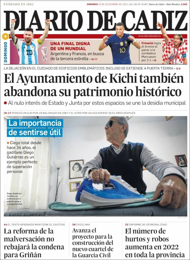 Portada de Diario de Cádiz (España)