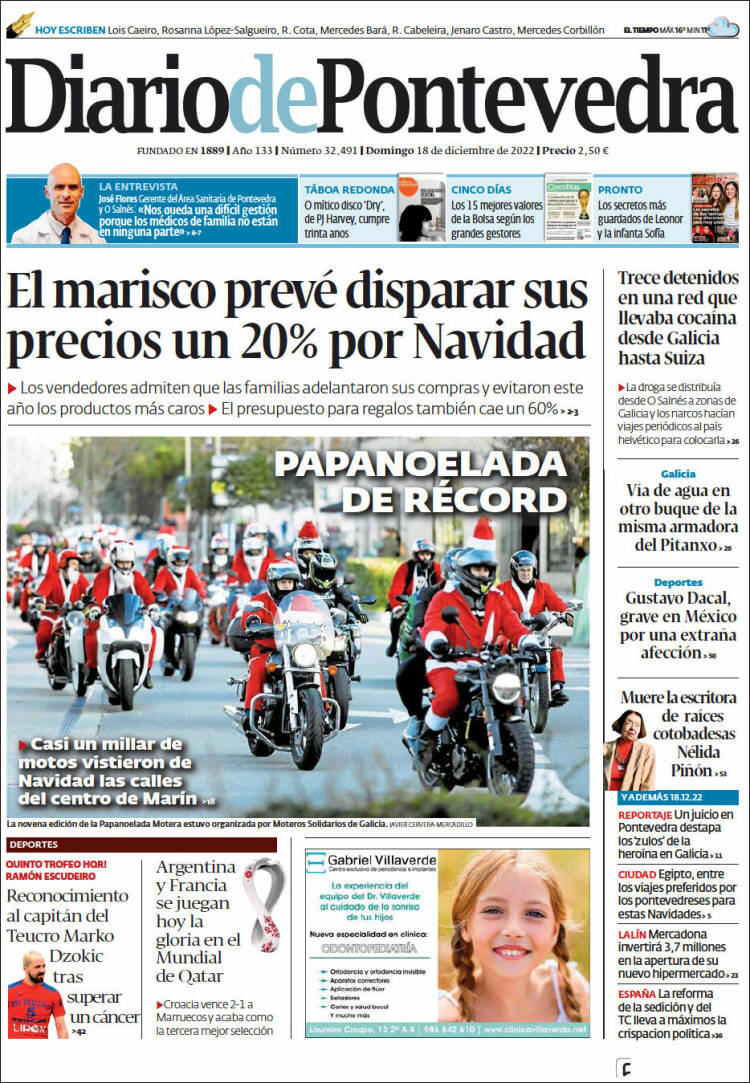 Portada de Diario de Pontevedra (España)