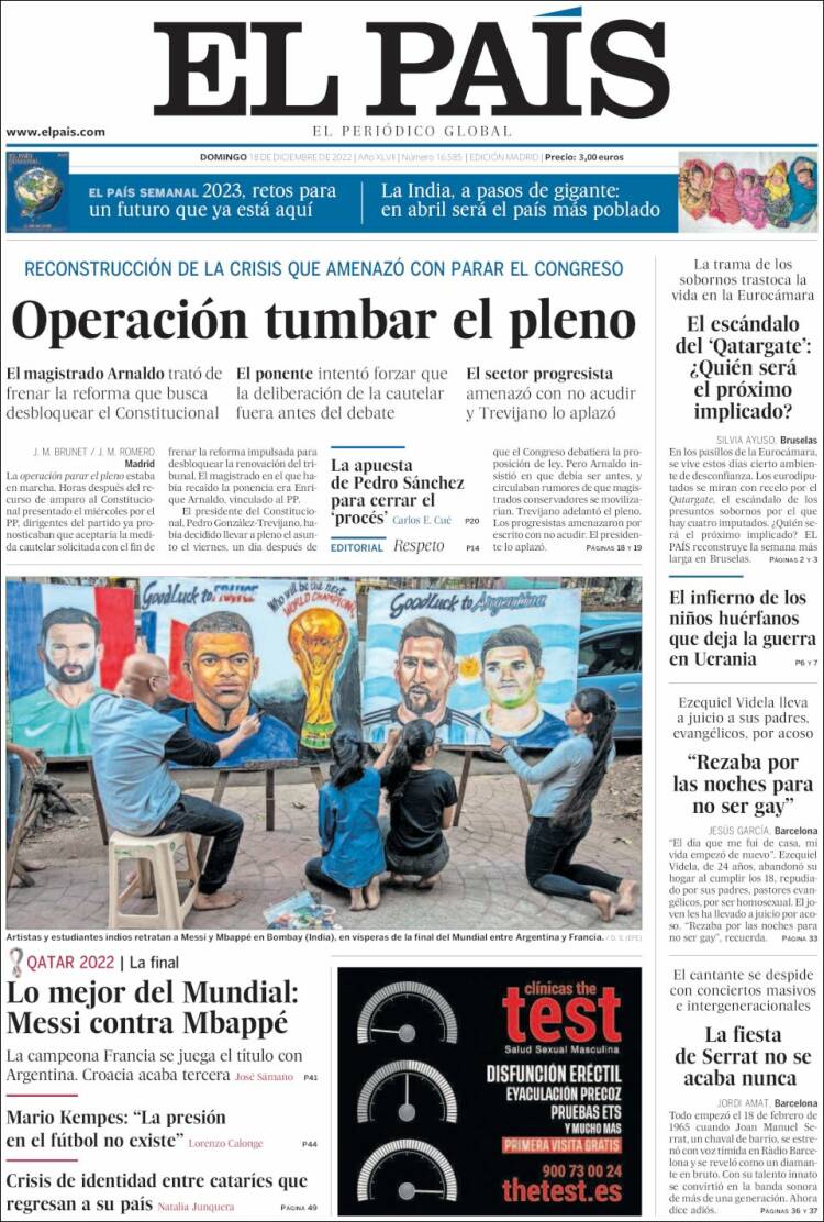 Portada de El País (España)